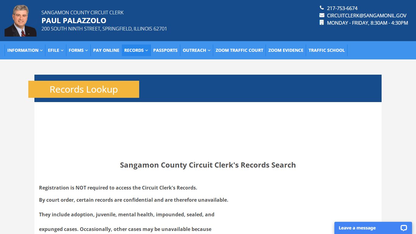 Sangamon County Circuit Clerk Records Lookup